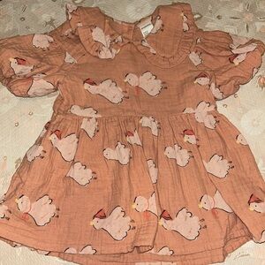 H&M Kids Formal Dress in Peach with White Sheep Print